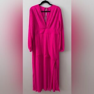 ASOS Maternity Bright Pink Pleated Midi Dress Size 8